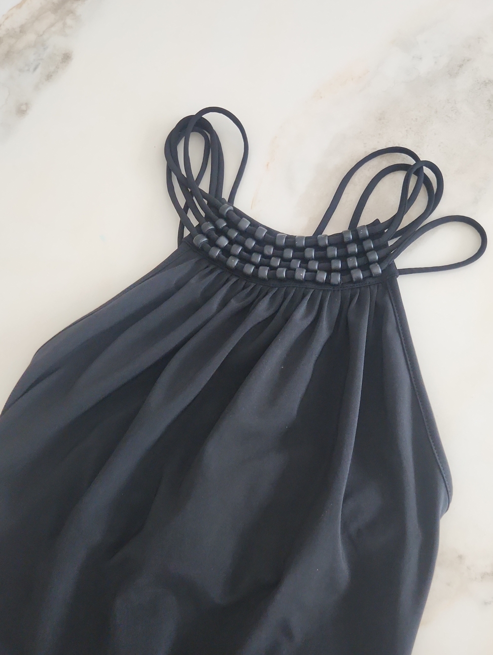 Michael Kors Black Stretch Strapless Beaded-Neck Dress Or Coverup!